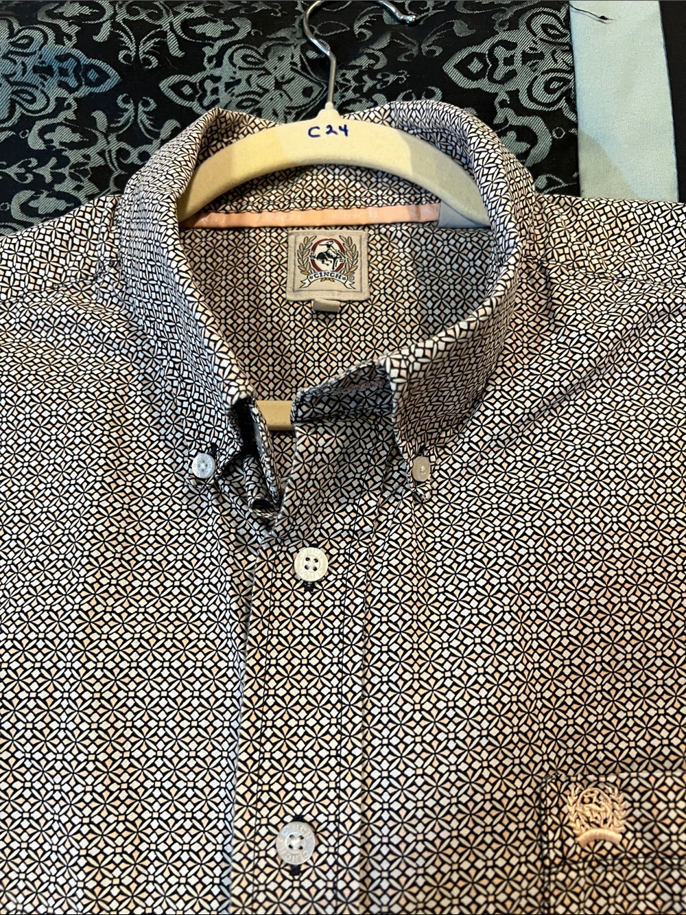 Cinch Men's Blue Micro-Pattern Button-Down Shirt - Picture 5 of 8